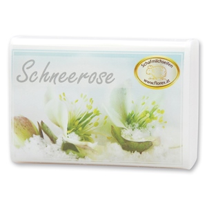 Sheep milk soap square 100g modern, Christmas rose white 