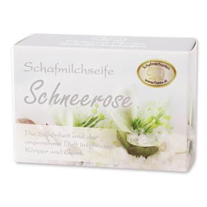 Schafmilchseife eckig 100g Schachtel, Schneerose 