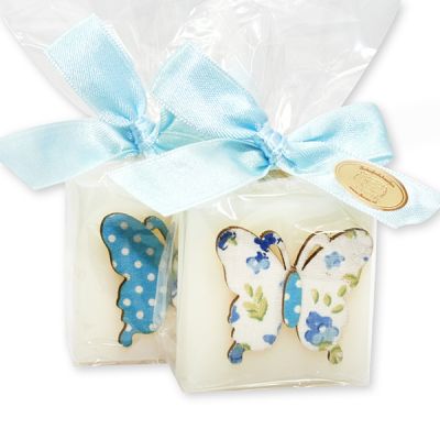 Sheep milk quadrat soap 35g decorated with a butterfly in a cellophane, Classic 