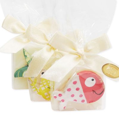 Sheep milk quadrat soap 35g decorated with sea-animals in a cellophane, Classic 