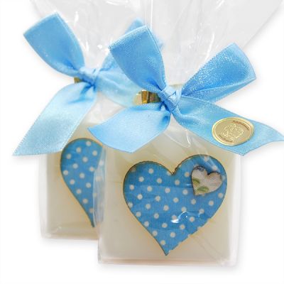 Sheep milk guest soap 35g decorated with a heart in a cellophane, Classic 