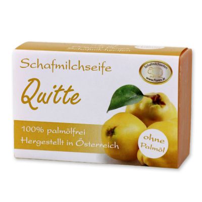 Palmölfreie Schafmilchseife eckig 150g modern, Quitte 