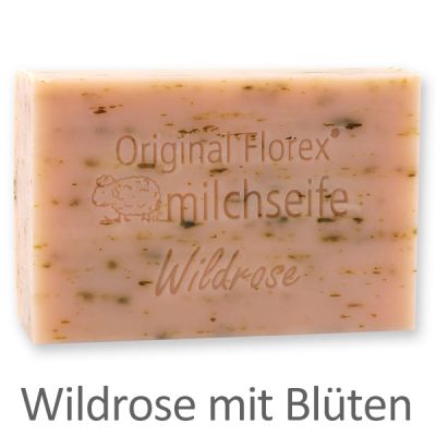 Sheep milk soap square 150g, Wild rose with petals 