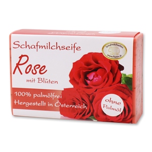 Sheep milk soap 150g without palm oil modern, Rose with petals 