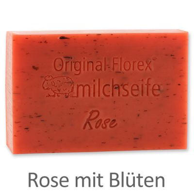 Sheep milk soap square 150g, Rose with petals 