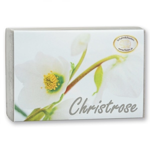 Sheep milk soap square 150g modern, Christmas rose 