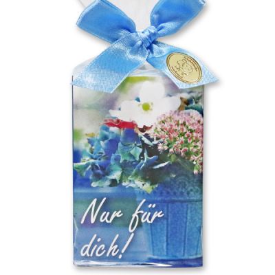 Sheep milk soap 150g in a cellophane bag "Nur für Dich", Forget-me-not 