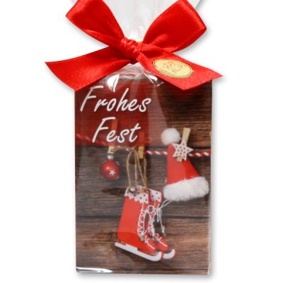 Schafmilchseife eckig 150g in Cello "Frohes Fest", Cranberry 