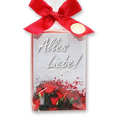 Schafmilchseife eckig 150g in Cello "Alles Liebe", Rose 