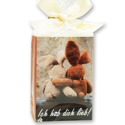Sheep milk soap 150g in a cellophane bag "Ich hab dich lieb", Classic 