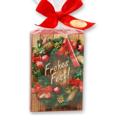 Sheep milk soap 150g in a cellophane bag "Frohes Fest", Cranberry 