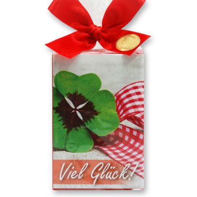 Sheep milk soap 150g in a cellophane bag "Viel Glück", Cranberry 