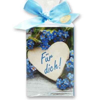 Sheep milk soap 150g in a cellophane bag "Für dich", Forget-me-not 