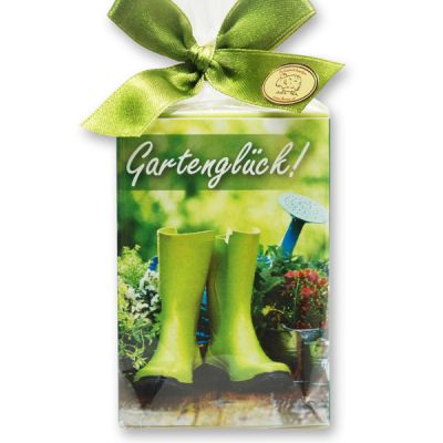 Schafmilchseife eckig 150g in Cello "Gartenglück", Gartenseife 