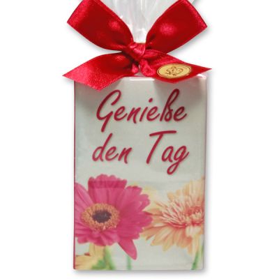 Sheep milk soap 150g in a cellophane bag "Genieße den Tag", Lotus 