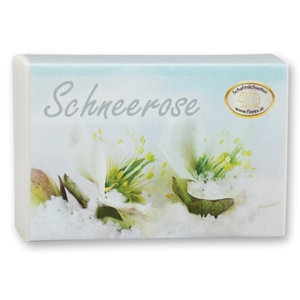 Sheep milk soap square 150g modern, Christmas rose white 