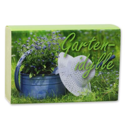 Schafmilchseife eckig 150g "Gartenidylle", Gartenseife 