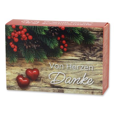 Schafmilchseife eckig 150g "Von Herzen Danke", Granatapfel 
