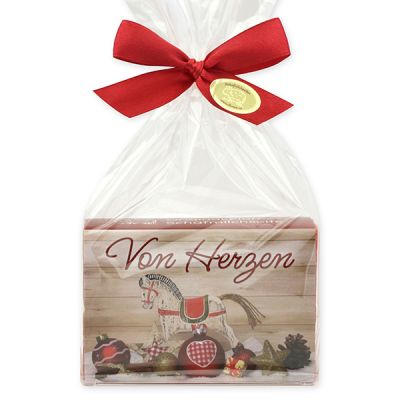 Schafmilchseife eckig 150g in Cello "Von Herzen", Granatapfel 