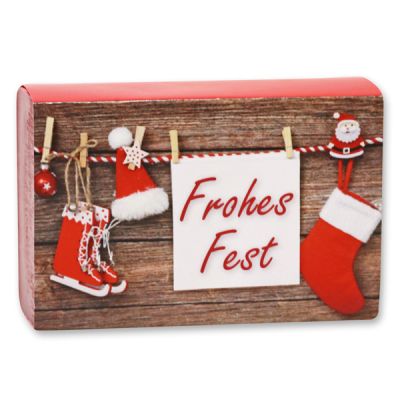 Schafmilchseife eckig 150g "Frohes Fest", Cranberry 