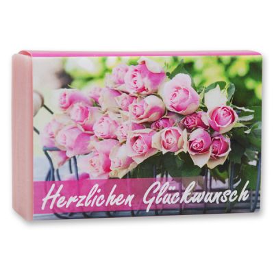 Sheep milk soap 150g "Herzlichen Glückwunsch", Peony 