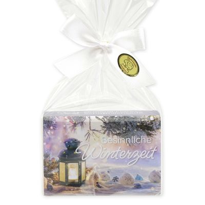 Schafmilchseife eckig 150g in Cello "Besinnliche Winterzeit", Schneerose 
