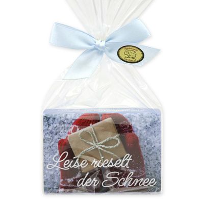 Schafmilchseife eckig 150g in Cello "Leise rieselt der Schnee", Schneerose 