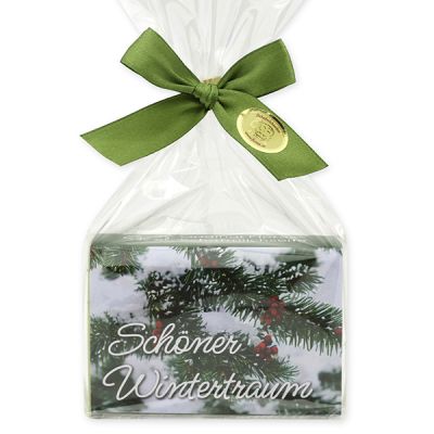 Schafmilchseife eckig 150g in Cello "Schöner Wintertraum", Eisenkraut 
