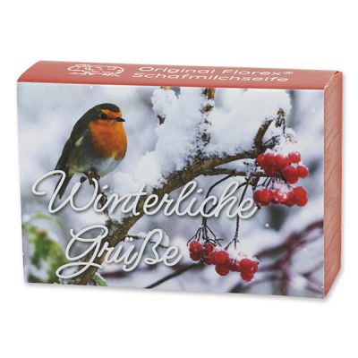 Schafmilchseife eckig 150g "Winterliche Grüße", Granatapfel 