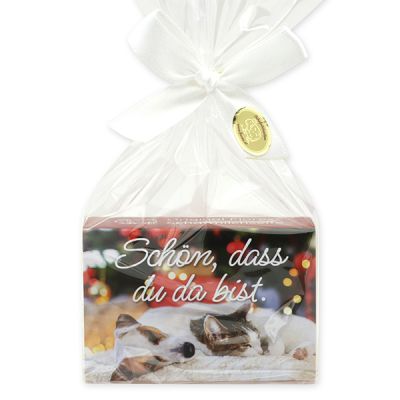 Schafmilchseife eckig 150g in Cello "Schön, dass du da bist", Classic 