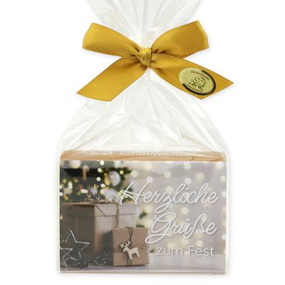 Schafmilchseife eckig 150g in Cello "Herzliche Grüße zum Fest", Classic 
