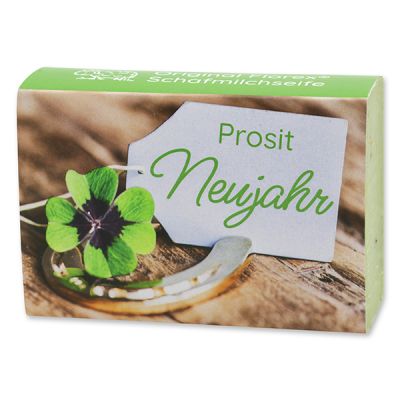 Schafmilchseife eckig 150g "Prosit Neujahr", Eisenkraut 