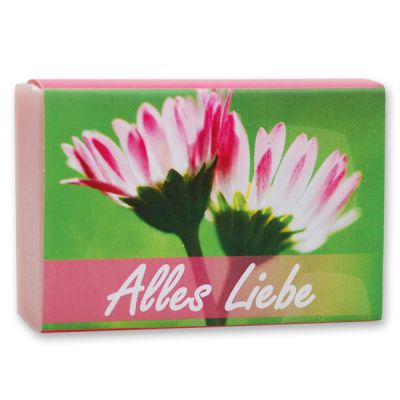 Schafmilchseife eckig 150g "Alles Liebe", Pfingstrose 