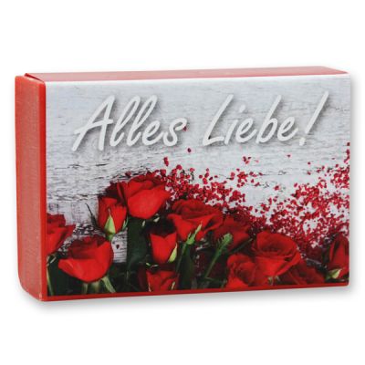 Schafmilchseife eckig 150g "Alles Liebe", Rose 