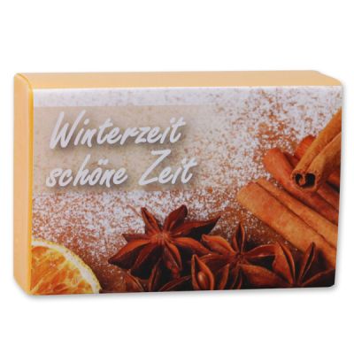 Schafmilchseife eckig 150g "Winterzeit, schöne Zeit", Orange 