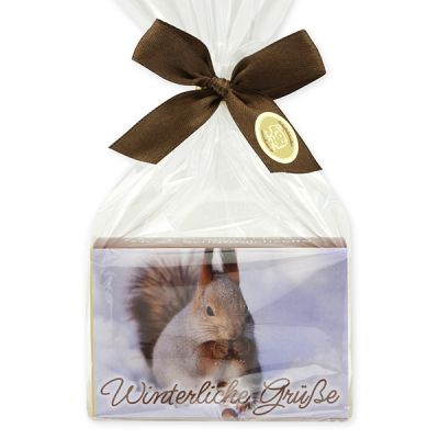 Schafmilchseife eckig 150g in Cello "Winterliche Grüße", Zirbe 