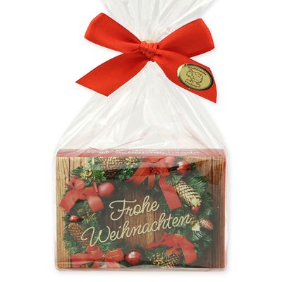 Schafmilchseife eckig 150g in Cello "Frohe Weihnachten", Granatapfel 