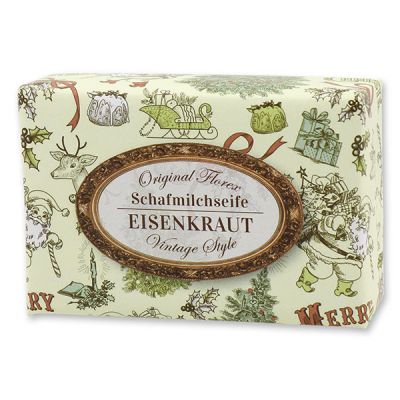 Schafmilchseife eckig 150g "Vintage-Motiv 179", Eisenkraut 