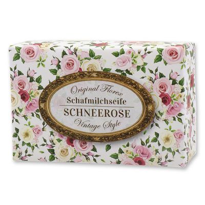 Sheep milk soap 150g "Vintage motif 186", Christmas rose white 