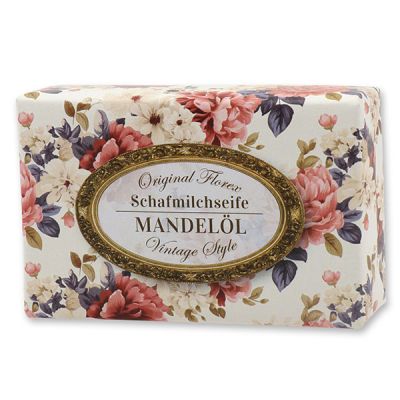 Schafmilchseife eckig 150g "Vintage-Motiv 202", Mandelöl 