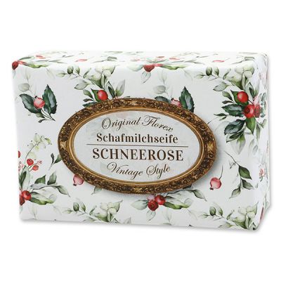 Sheep milk soap 150g "Vintage motif 218", Christmas rose white 