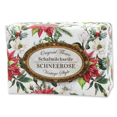 Sheep milk soap 150g "Vintage motif 219", Christmas rose white 