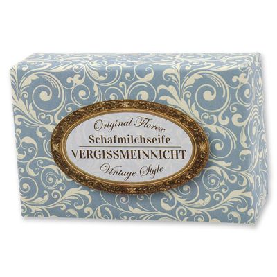 Schafmilchseife eckig 150g "Vintage-Motiv 3", Vergissmeinnicht 