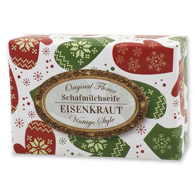 Schafmilchseife eckig 150g "Vintage-Motiv 48", Eisenkraut 