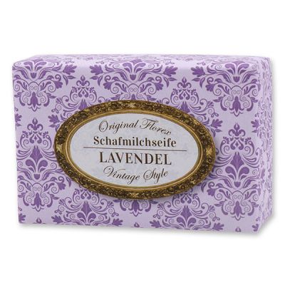 Schafmilchseife eckig 150g "Vintage-Motiv 59", Lavendel 