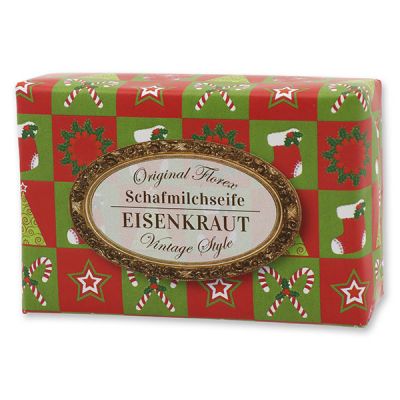 Schafmilchseife eckig 150g "Vintage-Motiv 86", Eisenkraut 