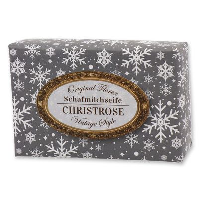 Schafmilchseife eckig 150g "Vintage-Motiv 95", Christrose 