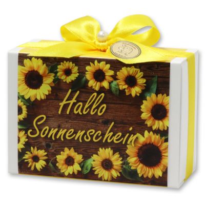 Schafmilchseife eckig 150g in Schachtel "Hallo Sonnenschein", Honig 