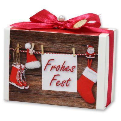 Sheep milk soap 150g in a box "Frohes Fest", Cranberry 