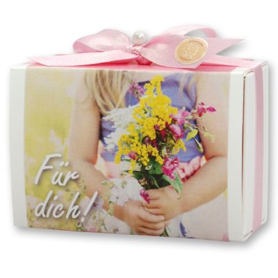 Sheep milk soap 150g in a box "Ich hab dich lieb", Peony 